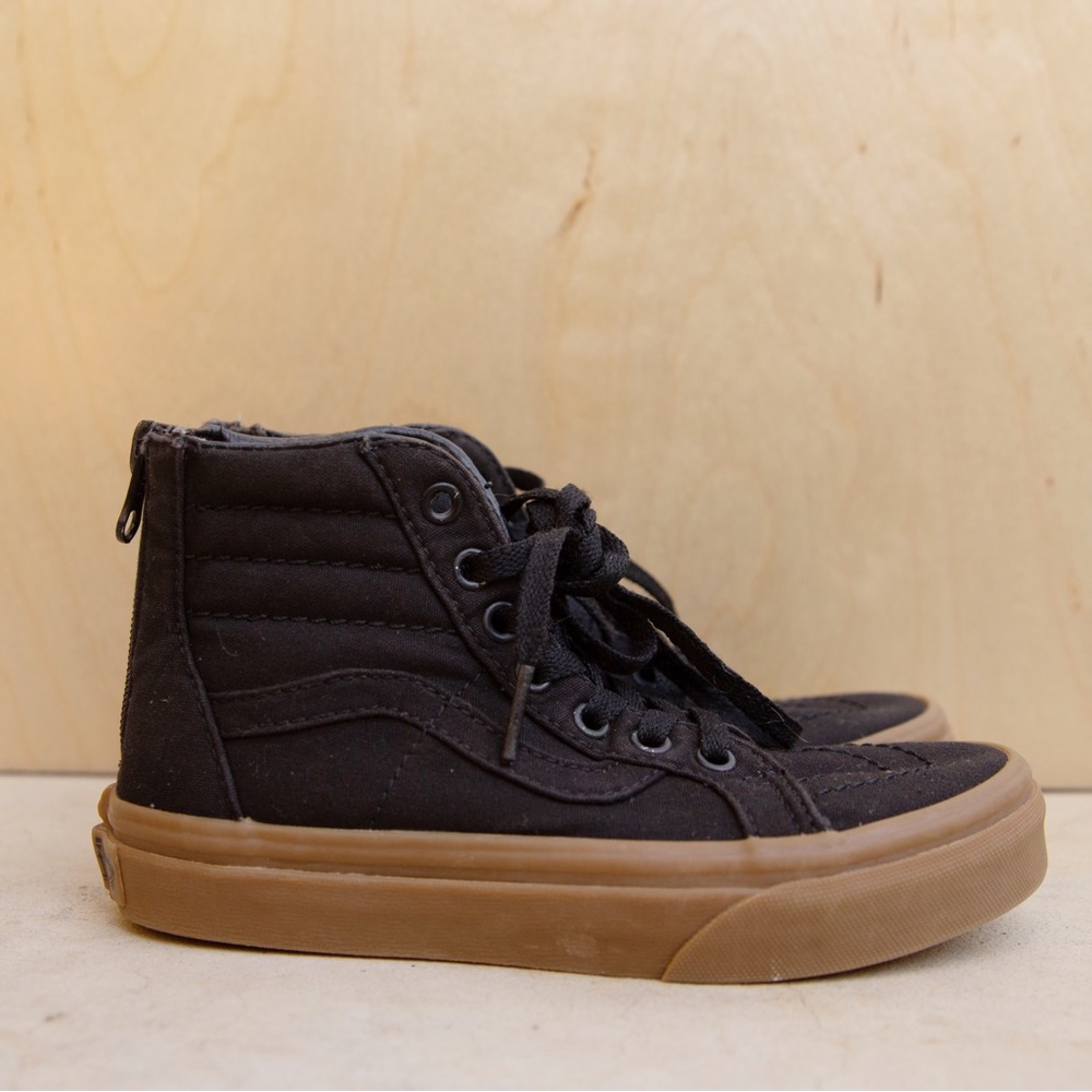 Vans Kids Unisex Hightop Black Tan Rubber Lace Up Sneakers Toddler Size 13.5